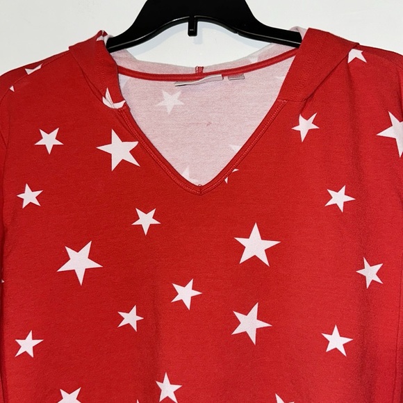 Quacker Factory French Terry Star Bright Hooded Top EUC 3X - Picture 4 of 7